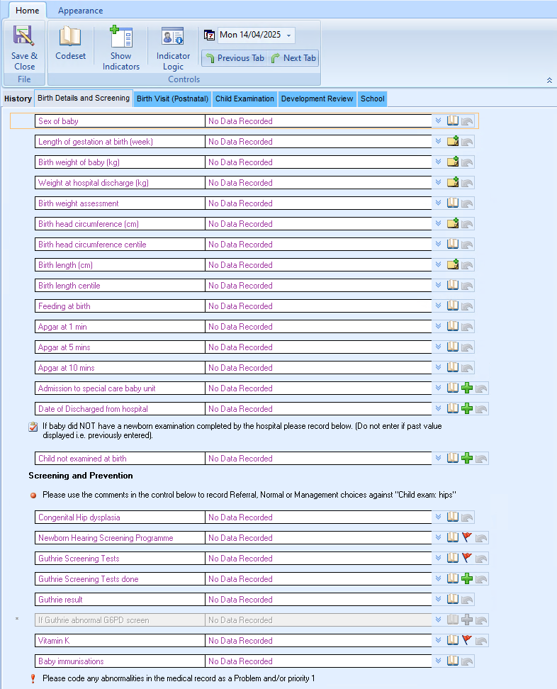 Birth and Child Examination-Tab-1